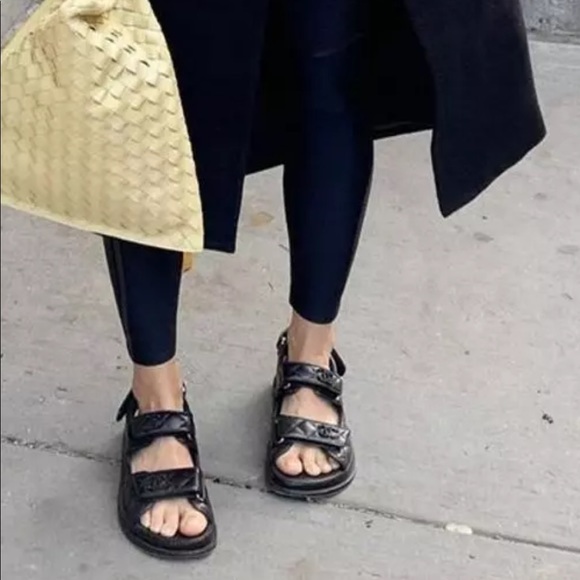 CHANEL Shoes - Chanel Blue denim Dad Sandals 37.5